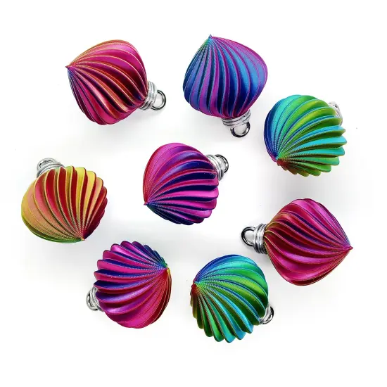 8 Miniature Ornaments, Pretty Rainbow Swirls for Small Christmas Trees, about 1 inch high, Adorabilities {1}