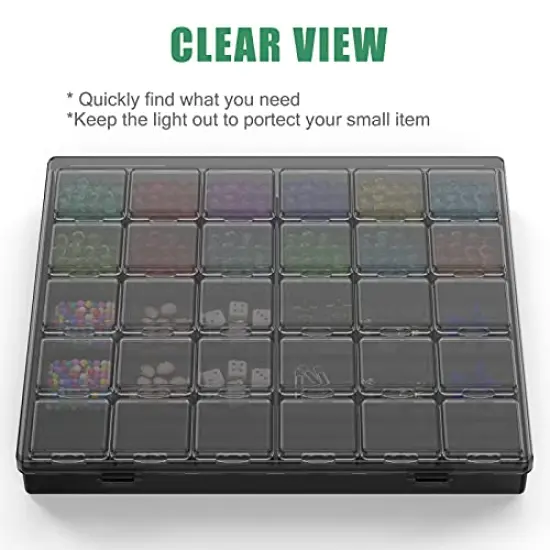 30 Pack Plastic Stackable Organizer Container with Lids, Mini Containers for Beads, Glitter, Slime, Paint or Seed Storage - Black (Black) {4}