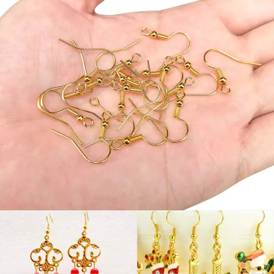 120 Pieces Earring Hooks with Ball and Coil, Hypo Allergenic Plated Gold Ear Wires with Transparent Storage Box, for DIY Jewelry Making {3}