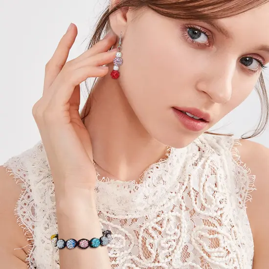 100 Pieces 10mm Crystal Beads Rhinestones Beads Pave Disco Ball Beads Mixed Color Polymer Clay Diamond Round Beads for Summer Bling Pen Bracelet Necklace Earring Jewelry Making Christmas {5}