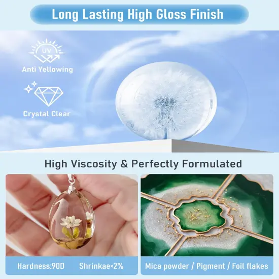 Nicpro UV Resin 200g, 2 PCS Crystal Clear UV Glue Hard, High Viscosity & Quick Curing UV Epoxy Resin Kit for Jewelry Making, Craft, Doming, Coating and Casting {5}