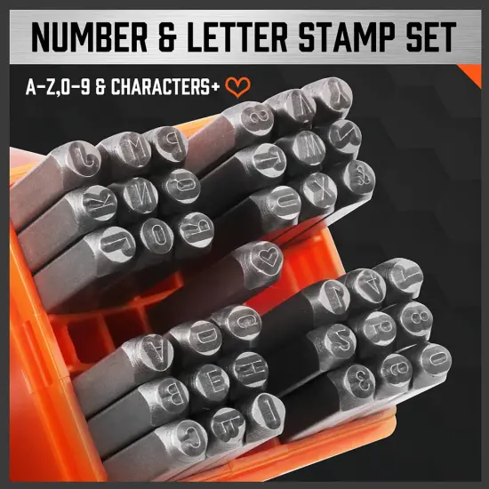 37 Pieces Number and Letter Stamp Set 1/8 (3mm) (A-Z & 0-9 + Love) Punch Perfect for Imprinting Metal Stamping kit, Plastic, Wood, Leather. {1}