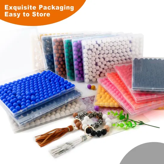 150 Pieces 15mm Silicone Beads, Silicone Beads for Keychain Making Bulk Silicone Beads for Bracelet Making Necklace Making and Round Silicone Beads for Pens(Orange) {3}