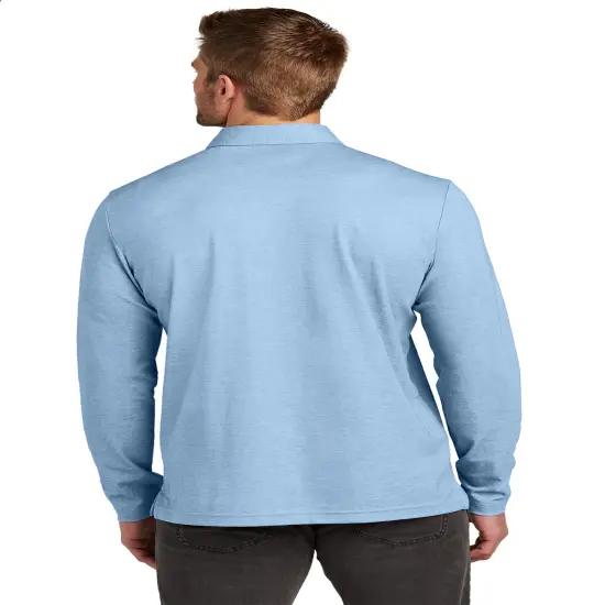 TravisMathew&reg; Oceanside Heather Long Sleeve Polo Quiet Shade Grey {7}