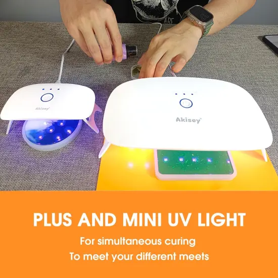2 Pieces UV Light for Resin - Large Size Foldable UV Resin Light & Portable Mini UV Resin Lamp, akisey Resin Kits for Resin Molds Curing, Jewelry Making, DIY Craft, Fast Curing & Timing Function {3}