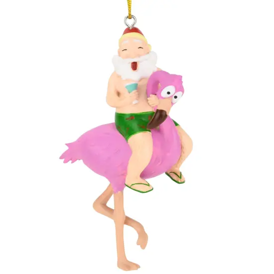 Tree Buddees Santa Riding a Pink Flamingo Tropical Christmas Ornament Decoration {1}