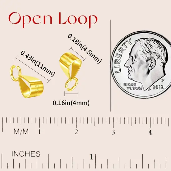 5 Pieces 14K Gold Bails for Pendants Clasp with Open Loop,925 Sterling Silver Jewelry Bails for Pendants Slider Connectors for Necklace Jewelry Making Made in Italy {1}