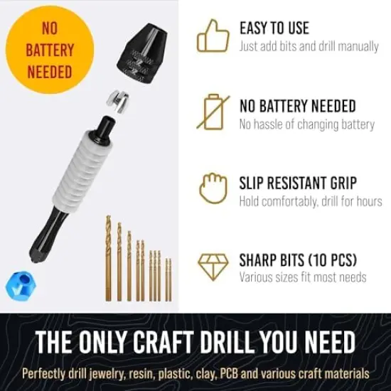 Manual Craft Drill Sharp HSS Micro Mini Twist Drill Bits Set, Small Rotary Tools for Wood, Plastic, Miniature - Blue {5}