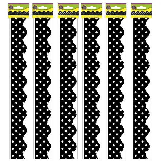 Black Mini Polka Dots Border Trim, 35 Feet Per Pack, 6 Packs {1}