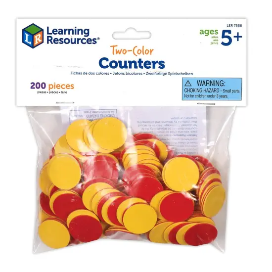 Two-Color Counters, Red and Yellow, 200 Per Pack, 2 Packs {3}
