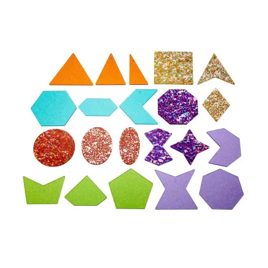 Rainbow Glitter Shapes - Set of 21 - 7 Colors - Explore Colors and Early Geometry {1}