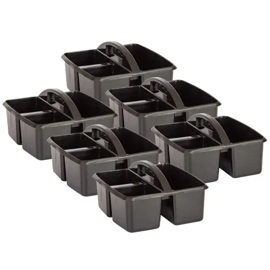 Plastic Storage Caddy, Black, Pack of 6 {1}