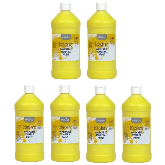 Little Masters&reg; Washable Tempera Paint, Yellow, 32 oz., Pack of 6 {1}