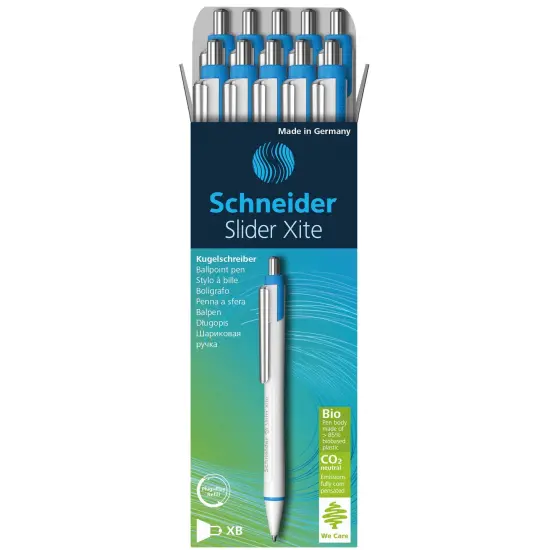 Slider Xite XB Refillable + Retractable Ballpoint Pen, 1.4 mm, Black Ink, Box of 10 Pens {1}