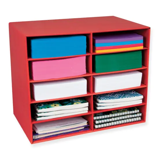 10-Shelf Organizer, Red, 17"H x 21"W x 12-7/8"D, 1 Organizer {2}