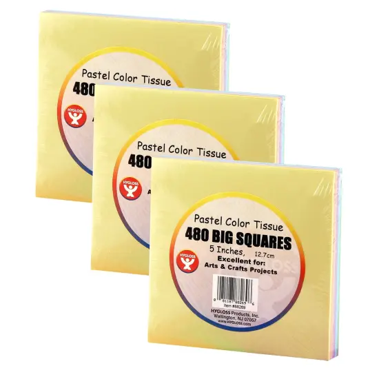 5" Tissue Squares, Pastel Colors, 480 Per Pack, 3 Packs {1}