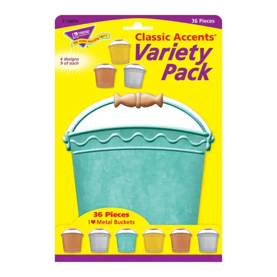 I &hearts; Metal Buckets Classic Accents&reg; Variety Pack, 36 Per Pack, 3 Packs {3}