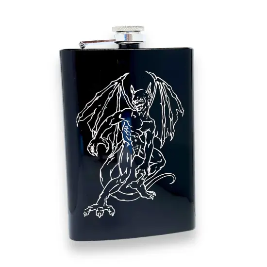 8oz Gargoyle BLACK Flask {1}