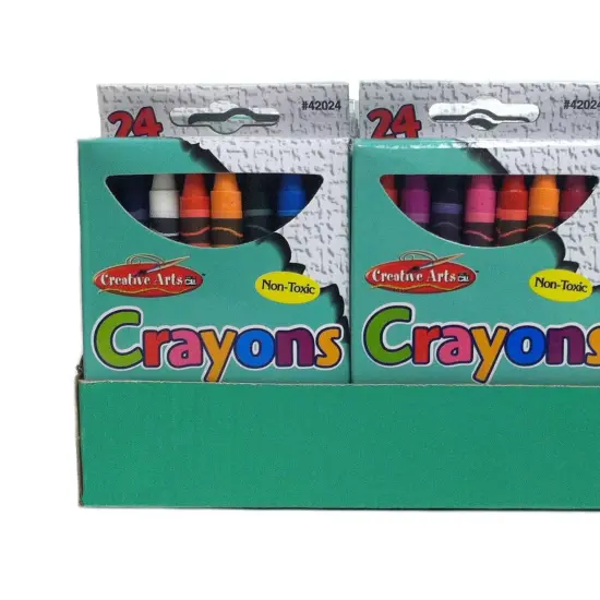 Creative Arts Crayons - Assorted Colors - 24/Bx, 24 boxes with a Shelf Tray {3}