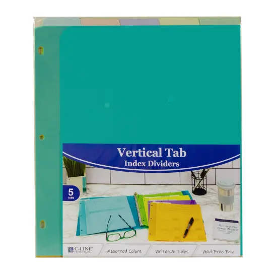 5-Tab Index Dividers with Vertical Tab, Bright Color Assortment, 8-1/2 x 11, 3 Sets {3}