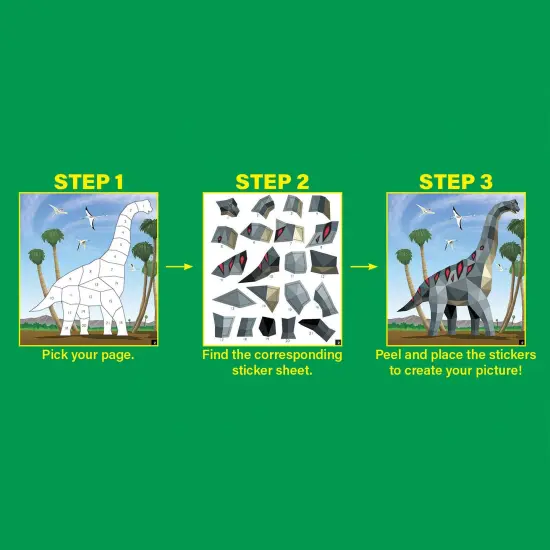Dinosaurs Modern Mosaics Stick to the Numbers Activity Book, Pack of 2 {3}