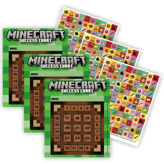 Minecraft Mini Reward Charts with Stickers, 36 Per Pack, 3 Packs {1}