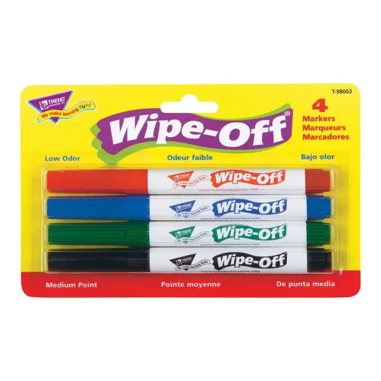 4-Pack Standard Colors Wipe-Off&reg; Markers, 3 Packs {2}