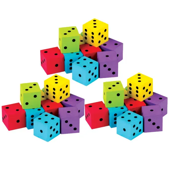 Foam Colorful Dice, 20 Per Pack, 3 Packs {1}