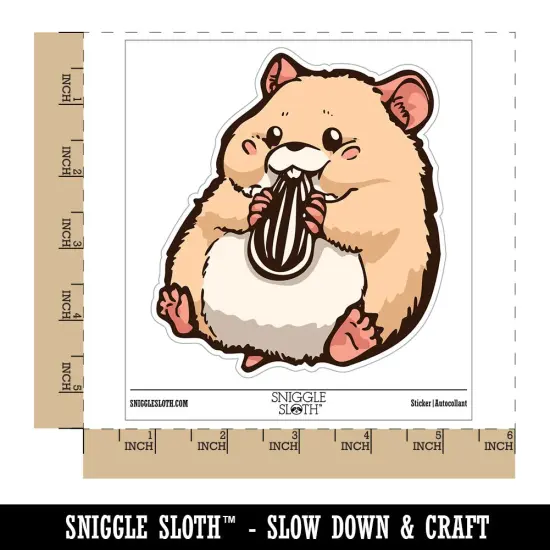 Darling Hamster Rodent Enjoying Sunflower Seed Waterproof Vinyl Phone Tablet Laptop Water Bottle Sticker Set - 5 Pack {1}