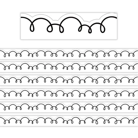 White with Black Squiggles Die-Cut Border Trim, 35 Feet Per Pack, 6 Packs {1}