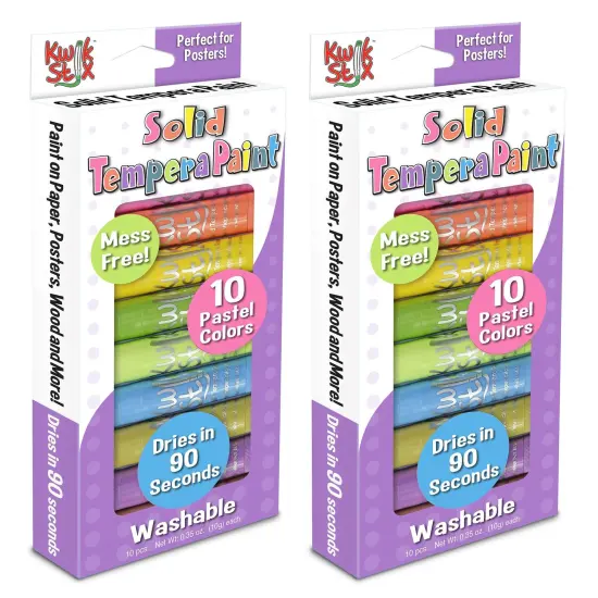 Solid Tempera Paint, Pastel Tones, 10 Per Pack, 2 Packs {1}