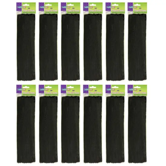 Regular Stems, Black, 12" x 4 mm, 100 Per Pack, 12 Packs {1}