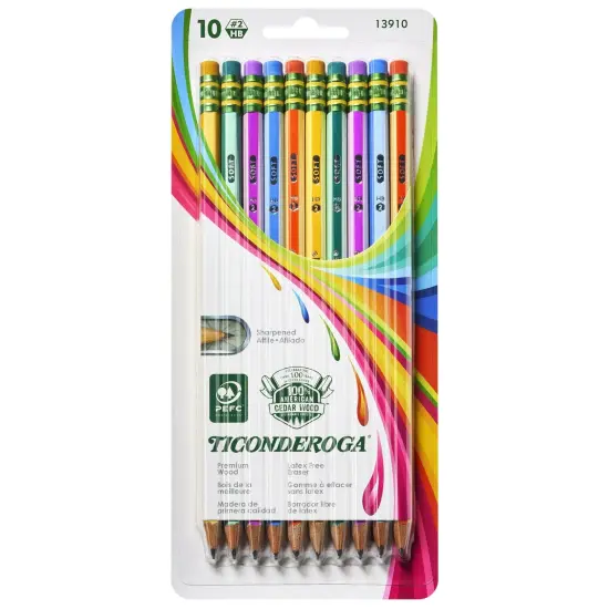 Pencils, #2 Soft, Neon Stripes, Presharpened, 10 Per Pack, 6 Packs {5}