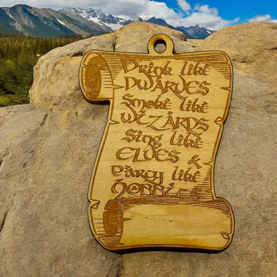 Ornament - Fantasy Rules - Raw Wood 3x3in {5}