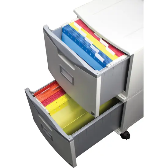 2 Drawer Mobile File Cabinet with Lock, Gray {4}