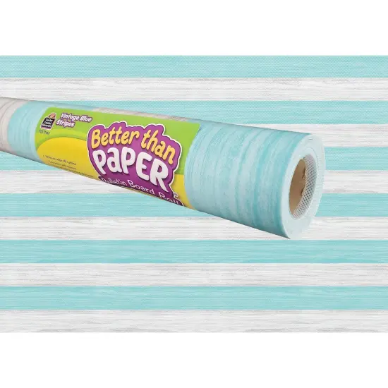 Vintage Blue Stripes Better Than Paper Bulletin Board Roll, 4' x 12', Pack of 4 {1}