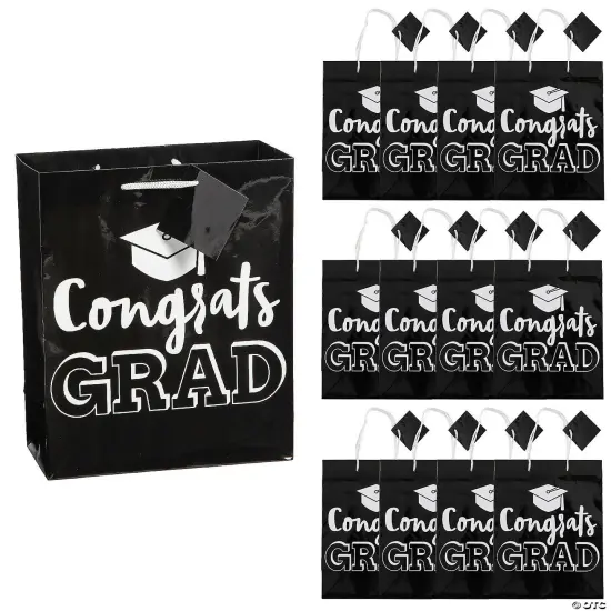 7 1/4" x 9" Medium Congrats Grad Gift Bags with Tag | RAHEEV&reg; {2}