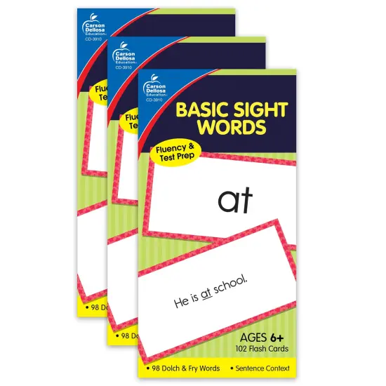 Basic Sight Words Flash Cards, 3 Packs {1}