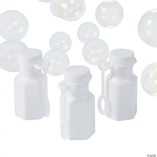 Bulk 48 Pc. Mini Hexagon Bubble Bottles White {1}