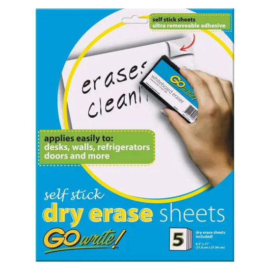 Dry Erase Sheets, Self-Adhesive, White, 8-1/2" x 11", 5 Sheets Per Pack, 3 Packs {1}