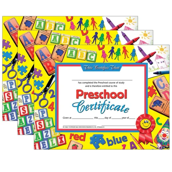Preschool Certificate, 8.5" x 11", 30 Per Pack, 3 Packs {1}