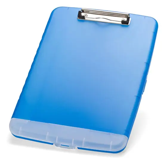 Slim Clipboard with Storage Box, Low Profile Clip & Storage Compartment, Blue {1}