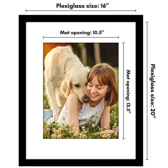 Americanflat Poster Frame with Mat - Large Picture Frame - Polished Plexiglass Cover - Hanging Hardware for Horizontal and Vertical Display - Black {2}