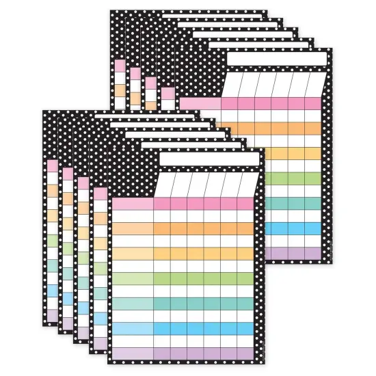 Smart Poly PosterMat Pals Space Savers, 13" x 9-1/2", BW Dots Incentive Chart, Pack of 10 {1}