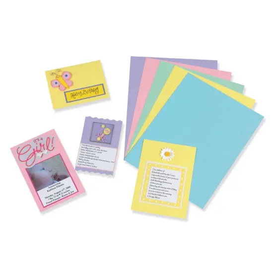 Pastel Card Stock, 5 Assorted Colors, 8-1/2" x 11", 100 Sheets {2}