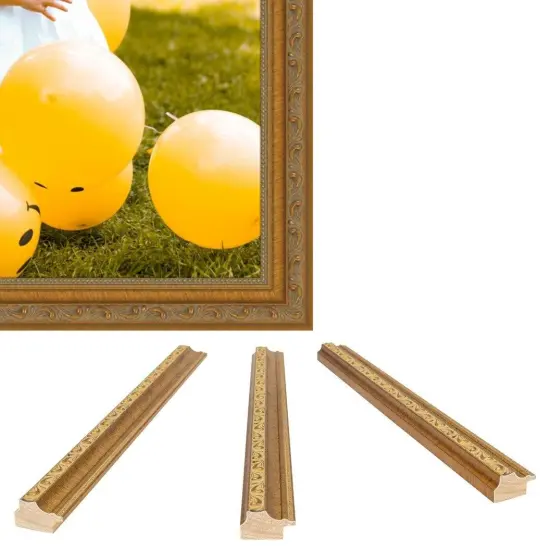 Traditional Antique Gold Picture Frame with Beads {2}