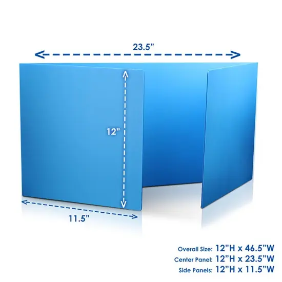 Premium Plastic Study Carrels, Blue, 12" x 46.5", Pack of 24 {2}