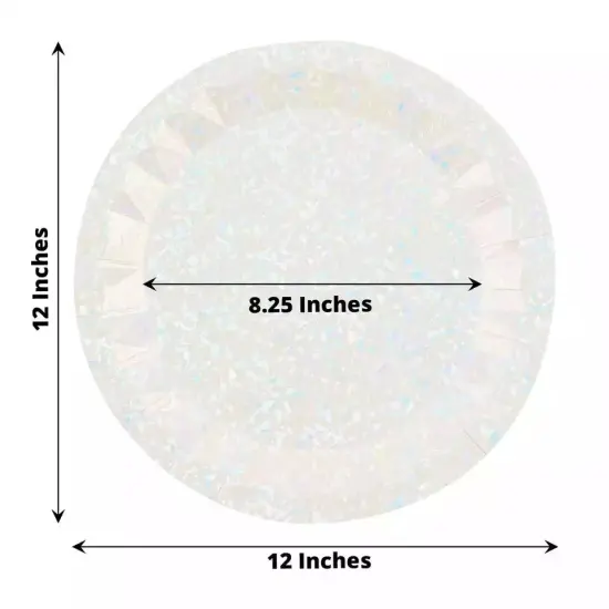25 IRIDESCENT Metallic Round 12" Paper Salad Dinner Plates Geometric Design {5}
