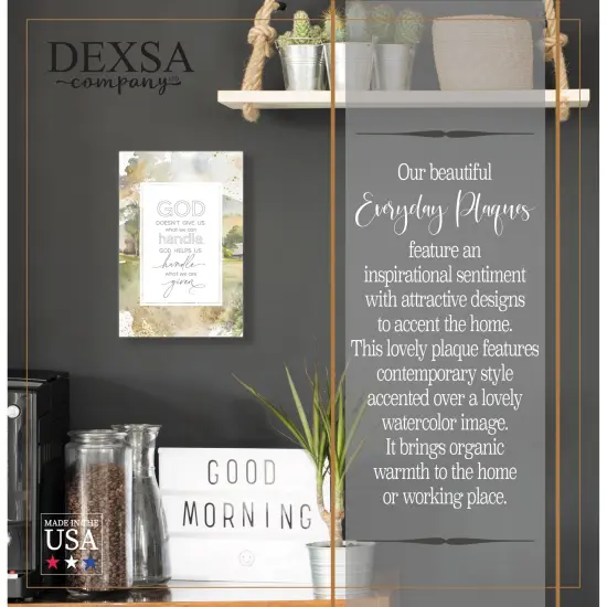 God Doesn't Give Us Wood Plaque with Easel and Hook Wall Tabletop Art - 6 inches x 9 inches {2}