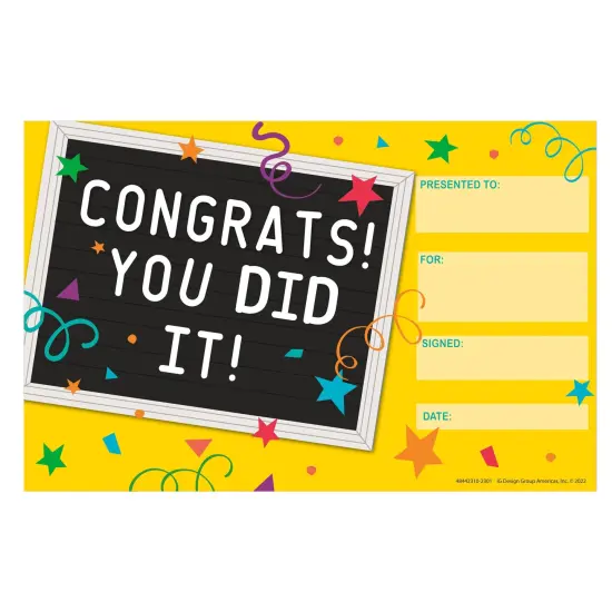 You Did It! Recognition Award, 36 Per Pack, 6 Packs {2}